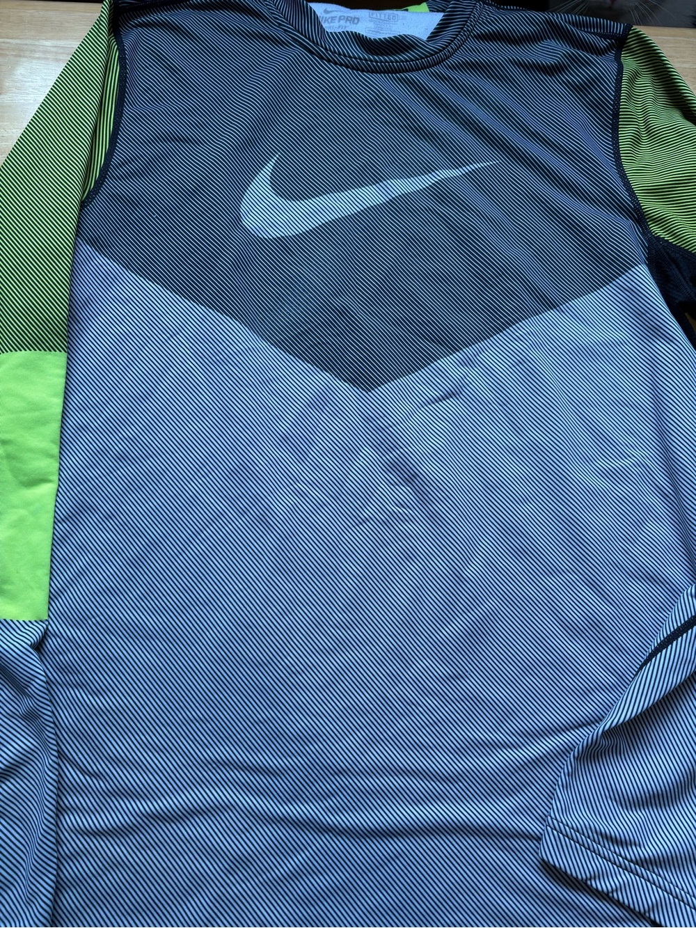 Nike Men’s Long Sleeve Swim Rash Guard in Blue with Lime Sleeves